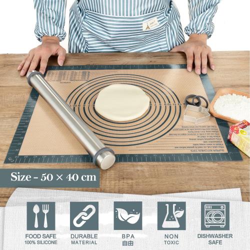 大きいサイズクッキングマット 食品級シリコーン 製菓マット 目盛り付き 40×50cm ...