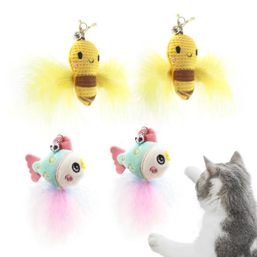 SONGWAY猫じゃらし ねこおもちゃ ハチ 魚 可愛い交換用4個