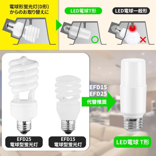 Tengyuan LED電球 T形タイプ E26口金 8.4W 1080lm 電球色 60W形相当 EFD25・EFD15...