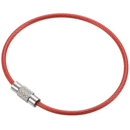 [PATIKIL] 150 mm ワイヤーキーチェーンケーブル 25個 ステンレススチール キーリングケーブル 大型キーリング キーチェーンループ 荷物タグ キーリング カードの吊り下げ用 レッド
