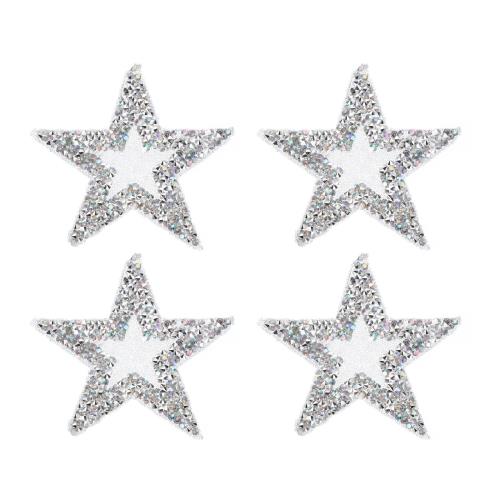 PATIKIL スターラインストーンパッチ 4個 スターシェイプ 縫い付け/アイロンアップリケパッチ ラインストーン アップリケグリッター水晶パッチ 靴 服 パンツ バッグ 帽子 シャツ DIYクラフト用 ABカラー