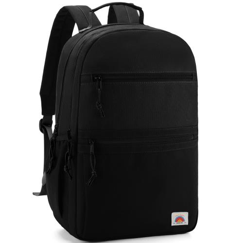 VASCHY 軽量 リュック 女の子 男の子, 小学生 リュックサック 大容量 通学 通勤 バックパック 高学年 中学生 高校生 女子 レディース メンズ 子供 キッズ 二層構造 防水 旅行 カジュアル デイパック 男女兼用 黒