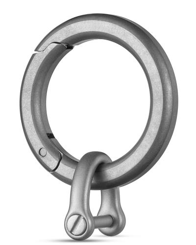 TISUR 丸型 カラビナ キーホルダー小型 おしゃれ 車キーリング 鍵 収納 (チタン グレー丸型カラビナ+ステンレスDリング1個)