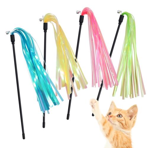 SONGWAY 猫おもちゃ 猫のお好みじゃらし リボン 4個セット