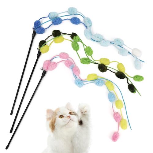 SONGWAY 猫おもちゃ ねこじゃらし 可愛いぶんぶん玉の紐 ストレス解消 カラフル 3個セット