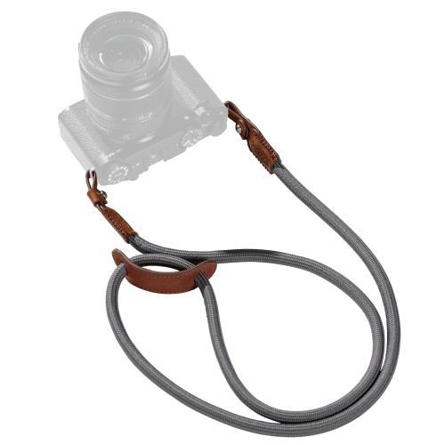 SmallRig カメラネックショルダーストラップ 調節可能な編み込みカメラショルダーストラップ Oリングとレザーパッド付き DSLRまたはミラーレスカメラ用（グレー） 5057