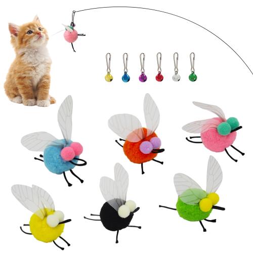 SONGWAY 猫 おもちゃ 猫じゃらし飛ぶ虫 ねこ玩具 昆虫 6個交換用