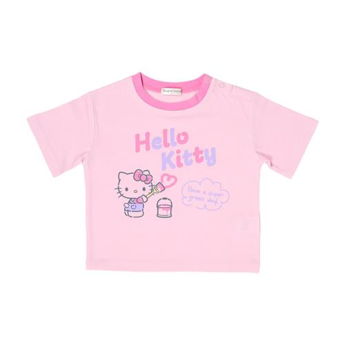 人物造型服饰 - [サンリオ] キッズ半袖Tシャツ ハローキティ ピンク 90cm 本体:綿60%・ポリエステル40%リブ部分:綿95%・ポリウレタン5% 吸水速乾加工 こども 606618