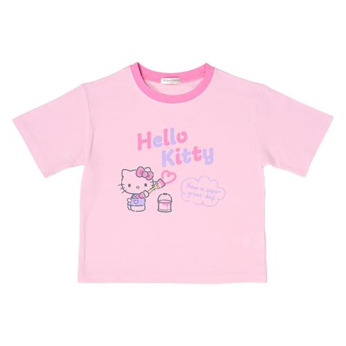 Character Wear - [サンリオ] キッズ半袖Tシャツ ハローキティ ピンク110cm 本体:綿60%・ポリエステル40%リブ部分:綿95%・ポリウレタン5% 吸水速乾加工 こども 606669