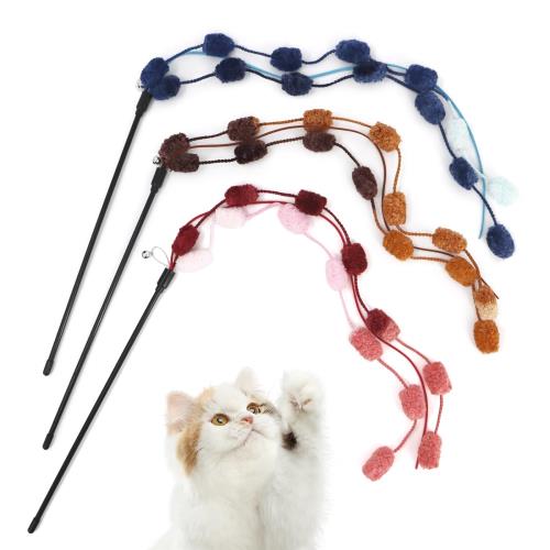 SONGWAY 猫おもちゃ ねこじゃらし 可愛いぶんぶん玉の紐 ストレス解消 カラフル 3個セット