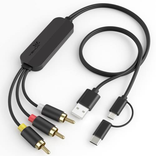 USB C to RCA 変換 ケーブル 3RCA/AV android スマホ マイクロ Type-c to AV コンポジットカーナビ交換ケーブル 車載モニター対応 USB-C入力をコンポジット出力へ変換 1080P 対応 Android携帯