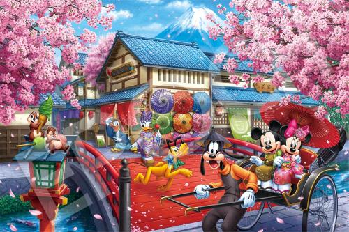 エポック社（EPOCH） 1000ピース ジグソーパズル ディズニー パズルデコレーション コラージュ Micky＆Friends -SAKURA Journey- ミッキー＆フレンズ -桜ジャーニー- （50×75cm） 97-705s のり付き ヘラ付き デコレーションステッカー付き