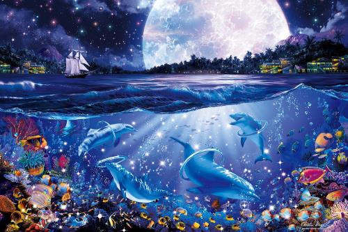 1000ピース 光るジグソーパズル めざせ! パズルの達人 ラッセン ヘブンリー ムーン (50x75cm)