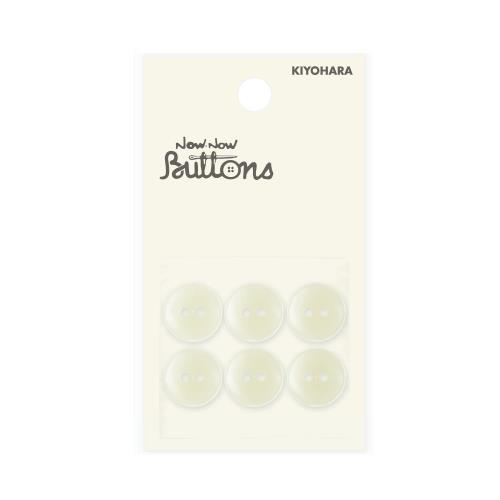 KIYOHARA ナウナウボタン 貝調シャツボタン 皿型 2つ穴 6個入り 直径13mm 生成 NWN1257