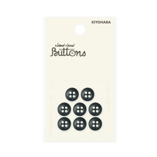 KIYOHARA ナウナウボタン 貝調シャツボタン 太縁 4つ穴 8個入り 直径10mm 黒 NWN4027