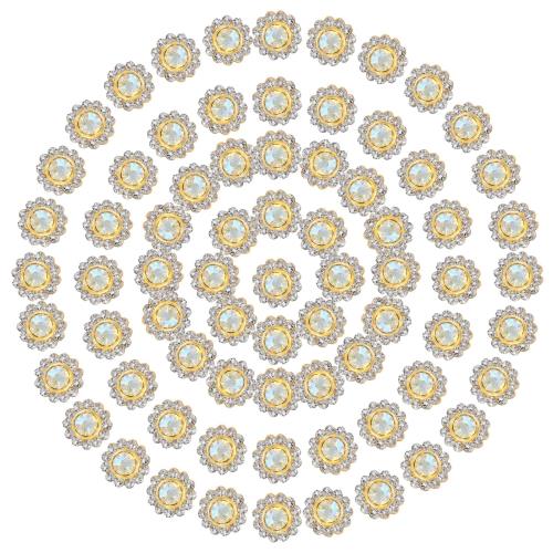 PATIKIL 100個の縫い付け用ラインストーン水晶10mm 2層縫い付け用ひまわりフラワークローラインストーン水晶ガラスジェムメタルベースウェディングドレス衣類クラフト装飾用、ホワイトAB