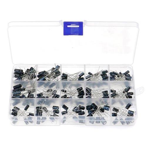 YFFSFDC 電解コンデンサ 15種類 200個入り 電子部品バッグ 0.1uF - 1000uf 電子工作基本部品セット大容量 電解コンデンサ セット