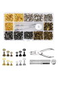 YFFSFDC レザークラフト カシメセット 3サイズ 4種色リベット スタッズ 底鋲 打ち具セット 丸形6mm 8mm 12mm 穴あけ 打ち具 打ち台 パー...