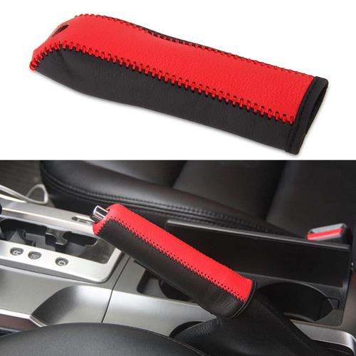 YFFSFDC 本革 サイドブレーキ カバー 汎用 レザーカバー レザー 保護 汚れ防止 上品 高級 取り付け簡単 本皮レザー製 パーキングブレーキ 保護 (赤皮+黒皮)