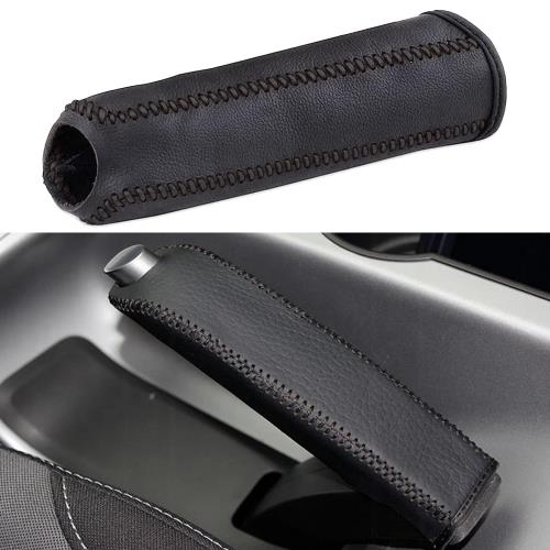 YFFSFDC 本革 サイドブレーキ カバー 汎用 レザーカバー レザー 保護 汚れ防止 上品 高級 取り付け簡単 本皮レザー製 パーキングブレーキ 保護 (黒ステッチ)