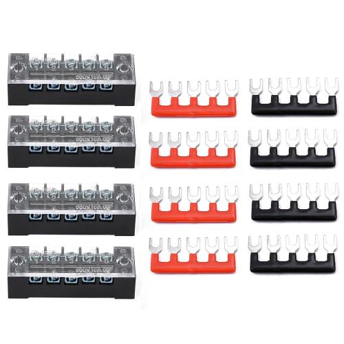 YFFSFDC 固定端子台 組端子台 600V 15A 極数5 ネジ留め式端子台 2色絶縁圧着端子セット付属