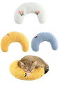 YFFSFDCあごのせ猫枕 3点セット猫のU字型枕 ペット枕 クッション月の形 快適 寝心地 ペット枕 月の形 快適 寝心地 ペット枕 プレゼント用 ペット用