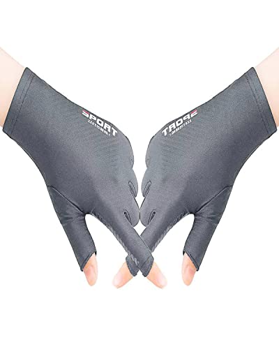 YFFSFDC フィッシング グローブ 釣り 手袋 2本指出し UVカット 日焼け防止 通気性 男女兼用 滑り止め アウトドア スポーツ (グレー)