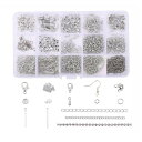 YFFSFDC 金具セット 15種 ハンドメイド アクセサリーパーツセット ゴールド アクセサリー パーツ ジュエリー ボールチップ チェーン ワニ口 DIY用 手芸用品 (シルバー)