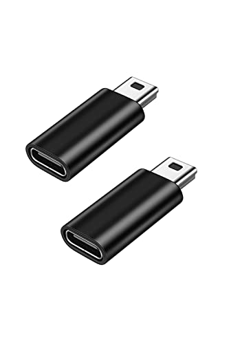 YFFSFDC USB C to ミニUSB 変換アダプタ 2個セット USB C (メス) - Mini USB(オス)アダプター USB Mini Bオスto USB C 変換コネクタ 充電とデータ転送 変換アダプター (ブラック)