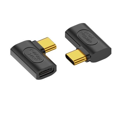 YFFSFDC USB4.0 Type C 変換アダプター L字 L型 タイプc type-c 変換アダプタ オス メス 2個セット 左右 90度直角 サイドベント USB4.0延長アダプタ 40Gbps高速転送 P