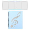 楽譜ファイル 4ページ展開 A4サイズ 10枚で40面収納 譜面 作曲 レッスン ファイル 5色 書き込みできる 反射しない 見開き ピアノ 電子ピアノ アクセサリー (ブルー)(2)