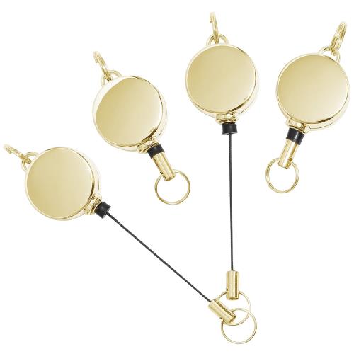 [サムコス] 4個セット リールキーホルダー 亜鉛合金 リールキー 伸縮自在 パスケース リール 金具 リー..