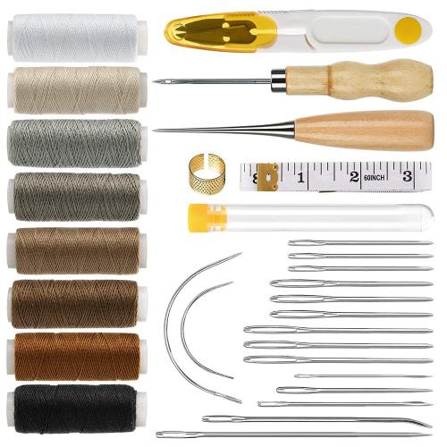 レザークラフト 29点セット 革工具セット 手縫い 裁縫工具 皮革工具 手作り DIY 針 手作り 革用 レザー 糸 紐 手縫い ザーツールセット