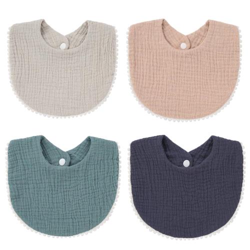 [サムコス] スタイ よだれかけ ベビー 4枚セット ビブ 綿 赤ちゃん スカーフ U型 無地 食事用 エプロン 女の子 男の子 吸水性よい 柔ら..