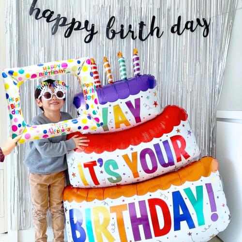 特大サイズ！誕生日バルーン アルミ パーティーグッズ ケーキバルーン フォトフレームバルーン 男の子 ..
