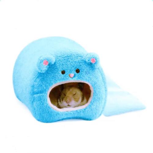 YFFSFDC 冬用ハムスタークッションベッド休憩所 遊び場 暖かい巣 保温 防寒 暖かいハムスターハウス ケージに固定 小動物 寝袋 水洗い可能 (ブルー)
