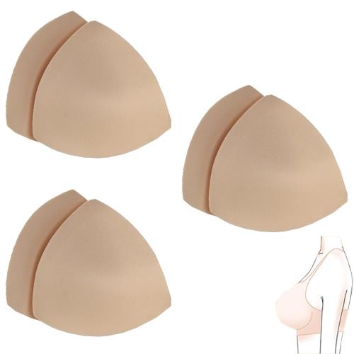 [サムコス] バストパッド 3ペア 6枚 スポーツ三角形スポンジ胸パッド スポンジ 取り外し可能 授乳ブラ 胸カップ ブ 肌色/ブラック (肌色)
