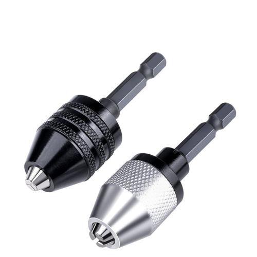 サムコス キーレスドリルチャック ドリルチャックアダプター キーレス六角軸ドリルチャック 小型ドリルチャック 6.35mm軸 電動工具アクセサリー インパクトドライバー対応型 2本組 0.3~6.5mm