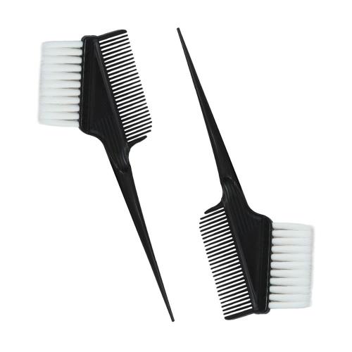 ヘアダイブラシ 2本セット 髪染めブラシ 毛染めブラシ ヘアカラー用 コーム 毛染め 髪染め プラスチック製 DIY 家庭用 プロ用 (ブラック)