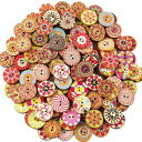 ボタン 15mm 100個 かわいい 古着タイプ クラシック 手芸 飾り 手芸DIY道具 裁縫 2つ穴 木製 おしゃれ ランダム色