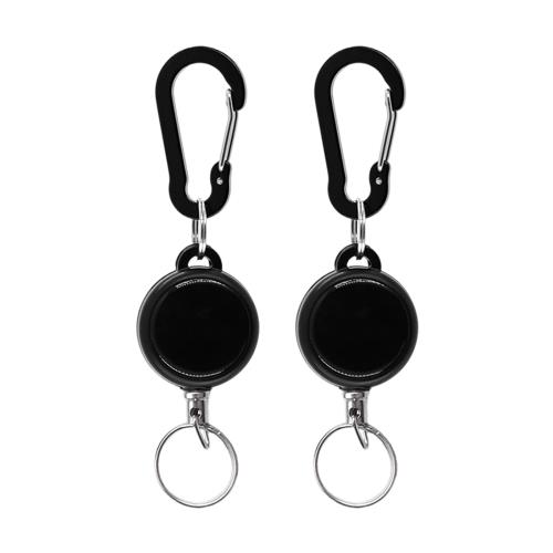 [サムコス] リールキーホルダー カラビナ付 伸縮自在 最長60cm リールストラップ パスケース リール 金..