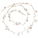 YFFSFDC 髪飾り 花 カチューシャ パール 手作り 花かんむり ヘッドドレス 小花 リーフ 花冠 ヘアアクセサリー 入学式 卒業式 結婚式 髪飾り 披露宴 和装 写真撮影 プレゼント 成人式用 女の子 (ゴールド, 100cm)(4)