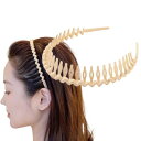サムコス カチューシャ 前髪留め ヘアバンド コームカチューシャ くし付き 女性用 レディース スキンケア 洗顔用 髪飾り 髪アクセサリー (ベージュ, フリ-サイズ)