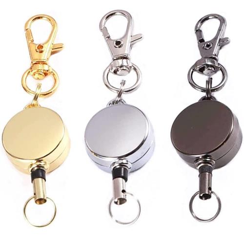 [サムコス] キーリール 吊り下げ名札用リール キーホルダー カラビナ付 3色セット 金具 32 伸びる キーホルダー