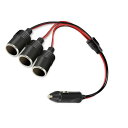 YFFSFDC 車のシガーライター シガーソケット 12V/24V車対応 3連 1~3雌ソケット 3ウェイシガレットライタースプリッター DC電源 延長ケーブル シガーアダプター