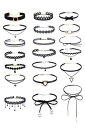 YFFSFDC チョーカー ネックレス 黒 20点セット シンプル おしゃれ レディース choker リボン作り 花のレース 伸縮タイプ ペンダント付き 首輪...