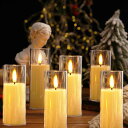 LEDキャンドルライト 点滅 ロング クリスマス飾り 癒しの灯り 暖色 無香料 火を使わない ナイトライト 安眠 おしゃれ 乙女心 人気 写真摄影 誕生日 纪念日 パーティー プロポーズ M-6個セット