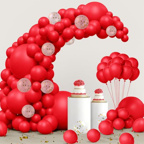 サムコス ゴム風船 極厚 ラテックスバルーン 10インチ レッド 丸型 誕生日 パーティー 装飾 結婚式 記念日 店舗装飾 イベント 運動会 文化祭 バルーンアート 風船飾り（100個セット）