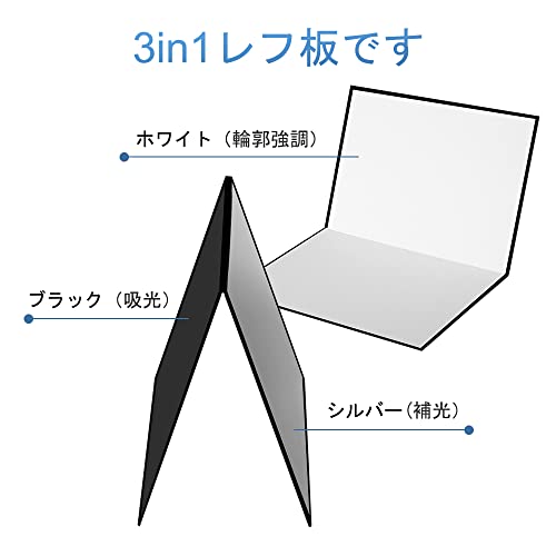 サムコス 3in1レフ板 白、銀、黒 A3 撮影用 レフ板 反射板 撮影用リフレクター ラ...