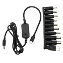 YFFSFDC 10in 1 USB Type C PD ケーブル 1m 変換プラグ付き 5.5x2.5mm LED表示 調整可能電圧 5V-9V-12V-15V-20V 昇圧ケーブルPD急速充電ケーブル 電源コネクタ 充電器 60w 3A 扇風機 タブレット イヤホン カメラなど対応